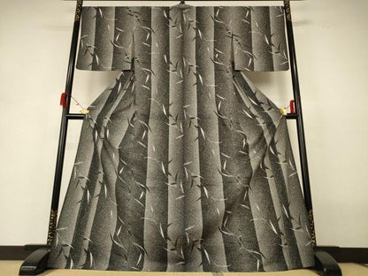 平和屋着物＊夏物 小紋 絽 枝葉文 暈し染め ロング丈 洗える着物 AABH3206jd