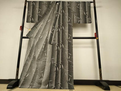 平和屋着物＊夏物 小紋 絽 枝葉文 暈し染め ロング丈 洗える着物 AABH3206jd