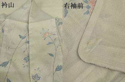 平和屋着物＊夏物 小紋 絽 花蝶文 洗える着物 AABH3208jd