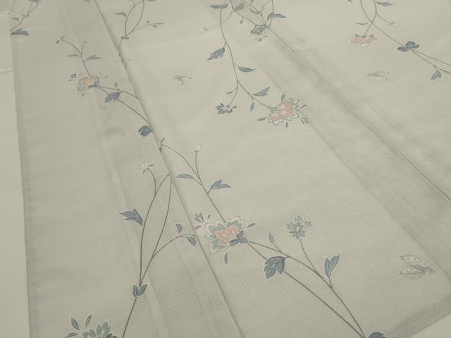 平和屋着物＊夏物 小紋 絽 花蝶文 洗える着物 AABH3208jd