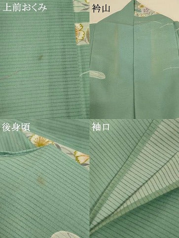 平和屋着物＊夏物 小紋 絽 霞花文 洗える着物 AABH3209jd