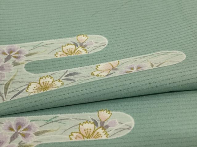 平和屋着物＊夏物 小紋 絽 霞花文 洗える着物 AABH3209jd