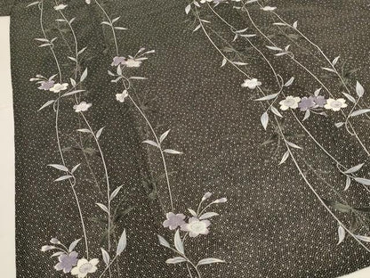 平和屋着物＊夏物 小紋 絽 草花文 洗える着物 AABH3216jd