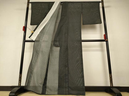 平和屋着物＊夏物　小紋　絽　蚊絣文様　洗える着物　AABH3221jd