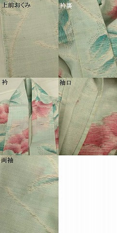 平和屋着物＊夏物 小紋 紗 草花文 洗える着物 AABH3227jd