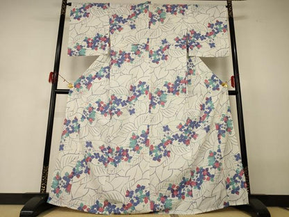 平和屋着物∴夏物 浴衣 草花文 洗える着物 逸品 AABH3229jd