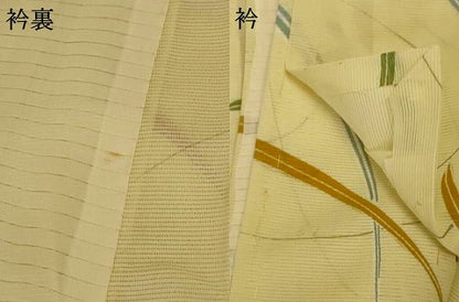 平和屋着物＊夏物 小紋 絽 草葉文 洗える着物 AABH3234jd