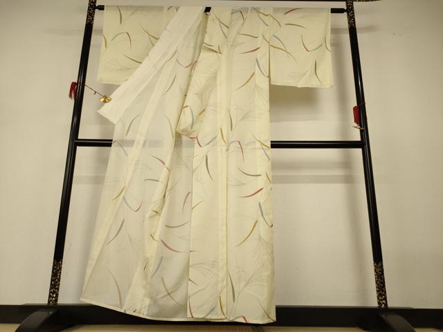 平和屋着物＊夏物 小紋 絽 草葉文 洗える着物 AABH3234jd