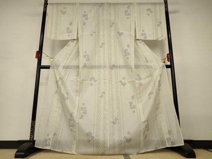 平和屋着物＊夏物 小紋 絽 蔦の葉文 洗える着物 AABH3243jd