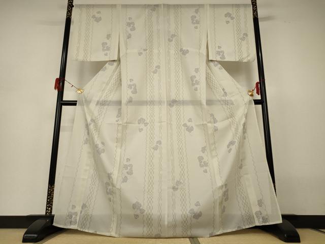 平和屋着物＊夏物 小紋 絽 蔦の葉文 洗える着物 AABH3243jd