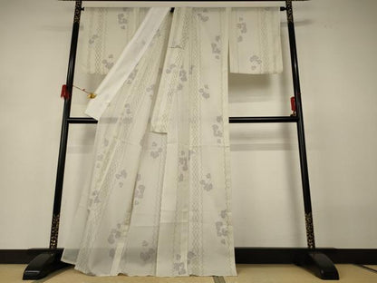 平和屋着物＊夏物 小紋 絽 蔦の葉文 洗える着物 AABH3243jd