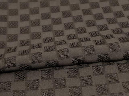 平和屋着物▽お召　単衣　市松文様　黒橡色　正絹　逸品　未使用　AABH3251jd