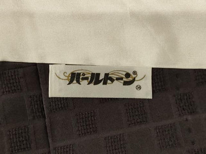 平和屋着物▽お召　単衣　市松文様　黒橡色　正絹　逸品　未使用　AABH3251jd