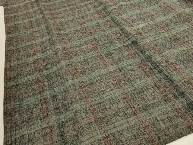 平和屋着物＊夏物　紗紬　格子　正絹　逸品　AABH3252jd