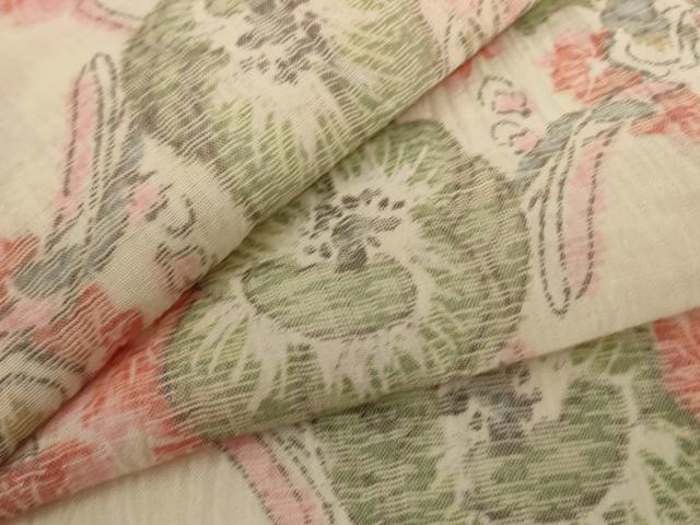 平和屋着物＊夏物 小紋 ちぢみ織 草花文 AABH3253jd