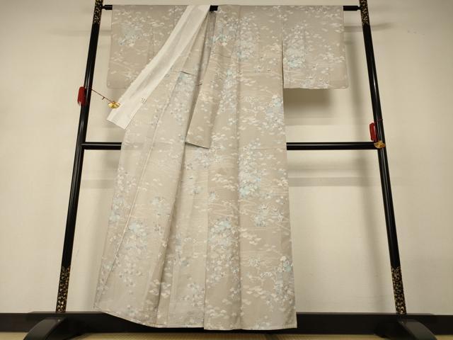 平和屋着物＊夏物 小紋 絽 風景草花文 三越扱い さんび謹製 洗える着物 AABH3254jd