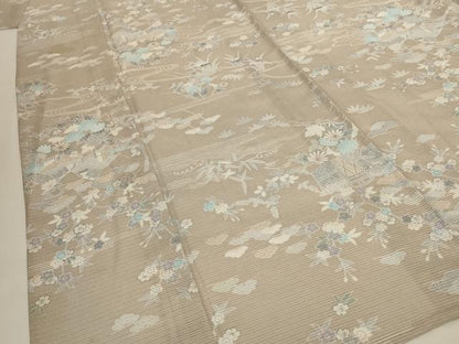 平和屋着物＊夏物 小紋 絽 風景草花文 三越扱い さんび謹製 洗える着物 AABH3254jd