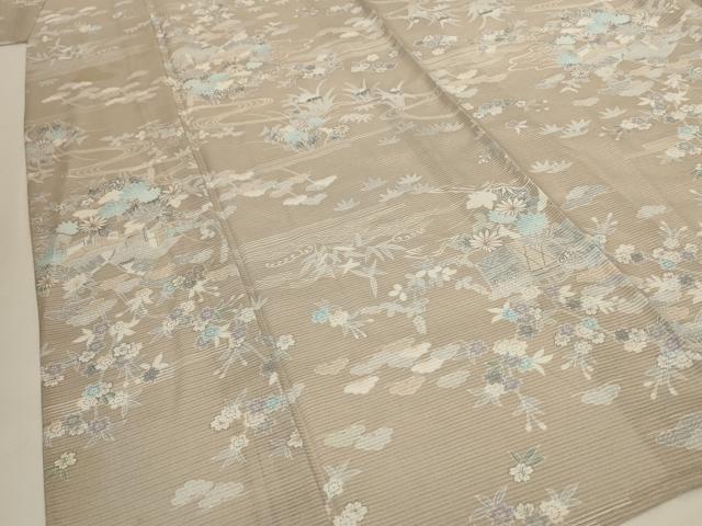 平和屋着物＊夏物 小紋 絽 風景草花文 三越扱い さんび謹製 洗える着物 AABH3254jd