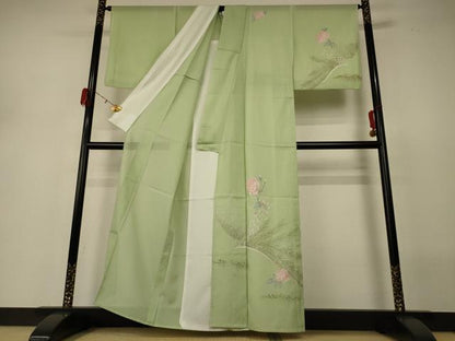 平和屋着物＊夏物 訪問着 絽 枝花文 金彩 正絹 逸品 AABH3256jd