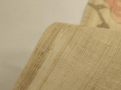 平和屋着物＊夏物　生紬　枝花文　正絹　逸品　AABH3259jd