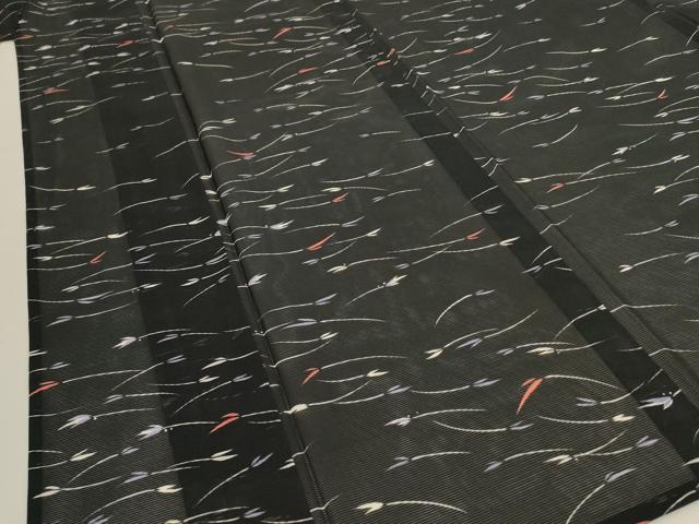 平和屋着物＊夏物 小紋 絽 舞葉文 洗える着物 AABH3260jd