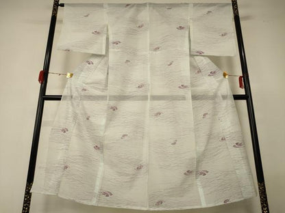 平和屋着物＊夏物 小紋 絽 地紙花文 洗える着物 AABH3261jd