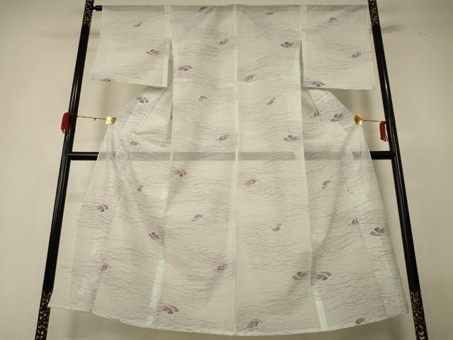平和屋着物＊夏物 小紋 絽 地紙花文 洗える着物 AABH3261jd