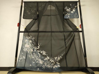 平和屋着物＊夏物 訪問着 絽 草花文 洗える着物 AABH3262jd