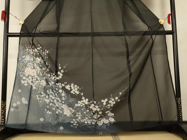 平和屋着物＊夏物 訪問着 絽 草花文 洗える着物 AABH3262jd