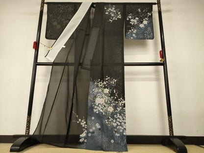 平和屋着物＊夏物 訪問着 絽 草花文 洗える着物 AABH3262jd