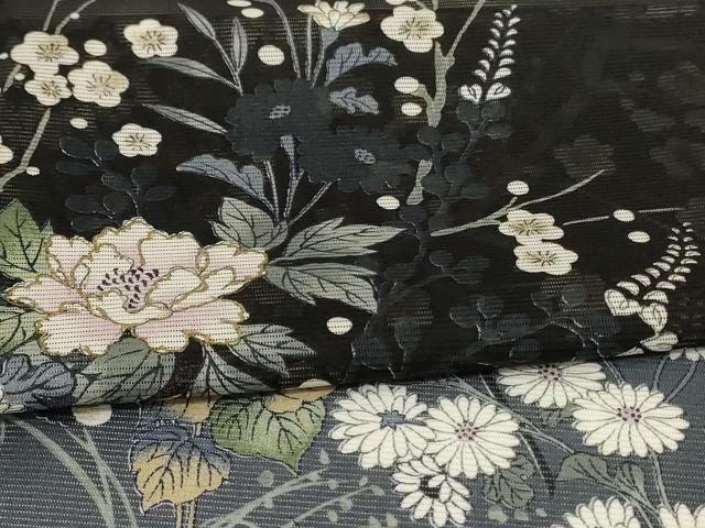 平和屋着物＊夏物 訪問着 絽 草花文 洗える着物 AABH3262jd