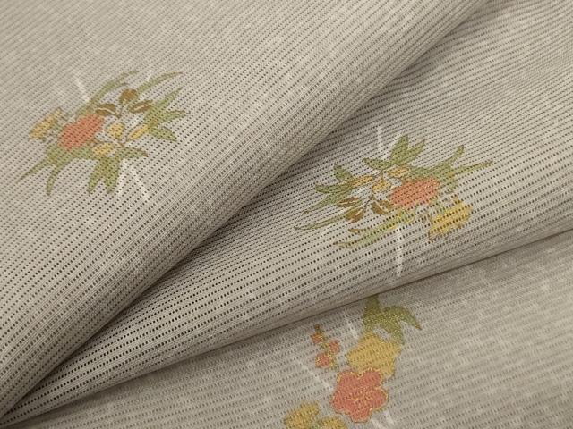 平和屋着物＊夏物　小紋　絽　草花文　金彩　洗える着物　AABH3264jd