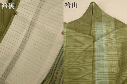 平和屋着物＊夏物　小紋　絽　変わり縞　洗える着物　AABH3265jd