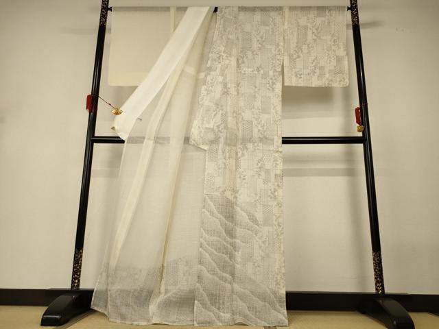 平和屋着物＊夏物 二代目 川村久太郎 訪問着 紗 色紙吉祥花文 正絹 逸品 AABH3268jd