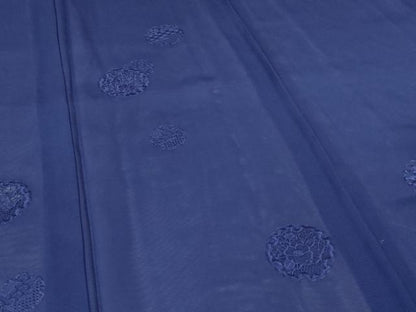 平和屋着物＊夏物 無地絵羽訪問着 絽 刺繍 雪輪花文 紺色 正絹 逸品 AABH3271jd