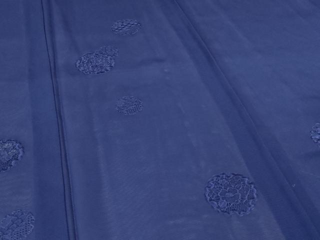 平和屋着物＊夏物 無地絵羽訪問着 絽 刺繍 雪輪花文 紺色 正絹 逸品 AABH3271jd