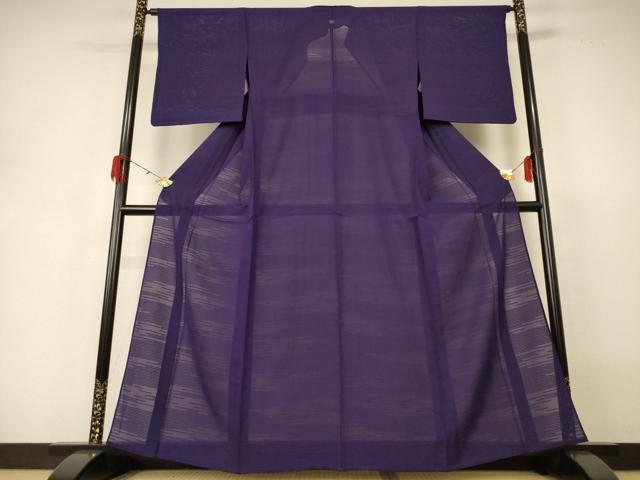 平和屋着物＊夏物 色無地 霞文絽 深紫色 反端付き 正絹 逸品 AABH3275jd