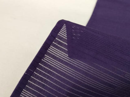 平和屋着物＊夏物 色無地 霞文絽 深紫色 反端付き 正絹 逸品 AABH3275jd
