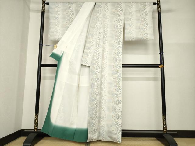平和屋着物●本場大島紬　白大島　カタス9マルキ　流水花間道　正絹　逸品　AABH3283ck