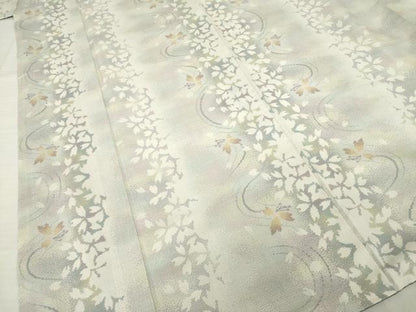 平和屋着物●本場大島紬　白大島　カタス9マルキ　流水花間道　正絹　逸品　AABH3283ck