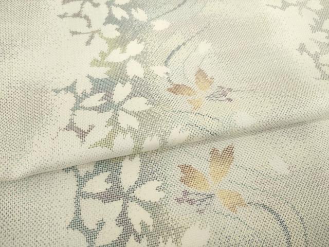 平和屋着物●本場大島紬　白大島　カタス9マルキ　流水花間道　正絹　逸品　AABH3283ck