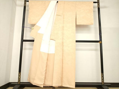 平和屋着物●上質な色無地　遠山樹林地紋　伽羅色　正絹　逸品　AABH3287ck