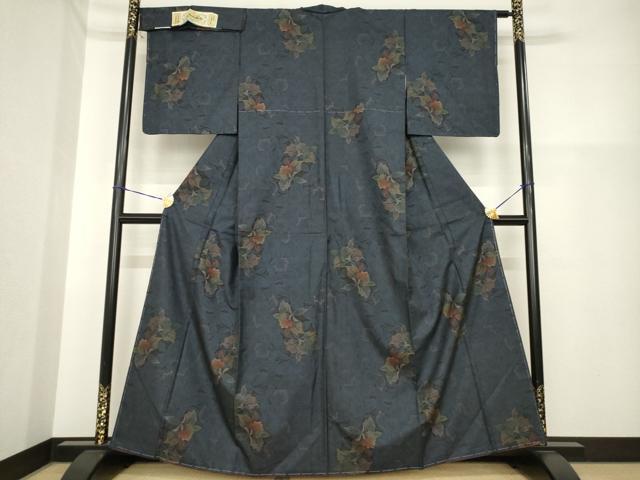 平和屋着物●本場大島紬　カタス7マルキ　舞花文　久野織物謹製　証紙付き　正絹　逸品　AABH3290ck