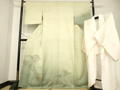 平和屋着物●訪問着　長襦袢(袷)セット　中国三大刺繍　スワトウ刺繍　汕頭刺繍　向かい鳳凰花文　さが美扱い　正絹　逸品　AABH3293ck