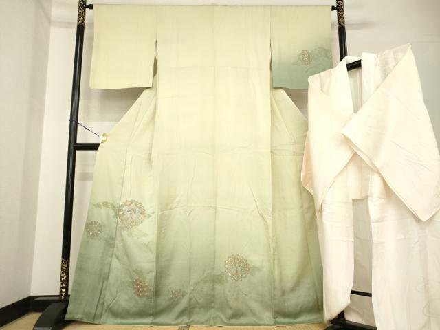 平和屋着物●訪問着　長襦袢(袷)セット　中国三大刺繍　スワトウ刺繍　汕頭刺繍　向かい鳳凰花文　さが美扱い　正絹　逸品　AABH3293ck