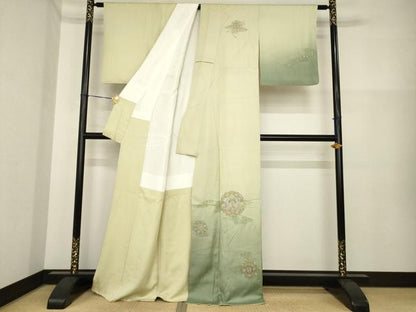 平和屋着物●訪問着　長襦袢(袷)セット　中国三大刺繍　スワトウ刺繍　汕頭刺繍　向かい鳳凰花文　さが美扱い　正絹　逸品　AABH3293ck