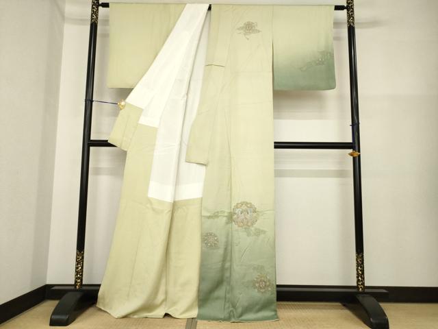 平和屋着物●訪問着　長襦袢(袷)セット　中国三大刺繍　スワトウ刺繍　汕頭刺繍　向かい鳳凰花文　さが美扱い　正絹　逸品　AABH3293ck