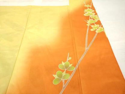平和屋着物●豪華振袖・長襦袢(無双仕立て)セット　駒刺繍　草花文　暈し染め　金彩　正絹　逸品　AABH3294ck