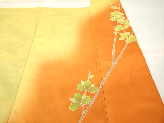 平和屋着物●豪華振袖・長襦袢(無双仕立て)セット　駒刺繍　草花文　暈し染め　金彩　正絹　逸品　AABH3294ck