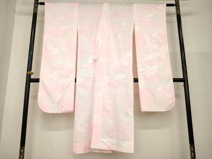 平和屋着物●豪華振袖・長襦袢(無双仕立て)セット　駒刺繍　草花文　暈し染め　金彩　正絹　逸品　AABH3294ck